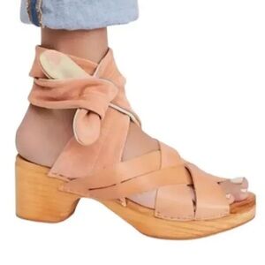 Free People Emmy Wrap Clog Sandals US 8.5 EU 39 Boho Platform
